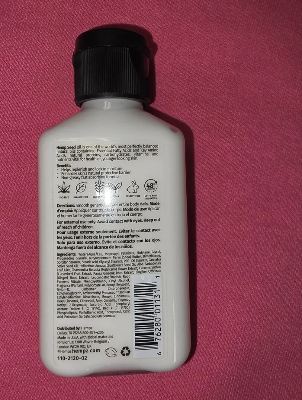 Hempz Original Herbal Body Moisturizer - White with Black Cap